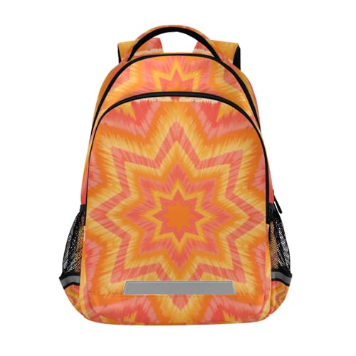 KLL Orange Yellow Mandala Floral Pattern Designed cute backpack for kids girls with chest strap books bag for student mochilas de moda para adolecentes