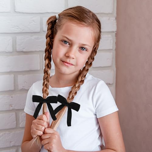 Ondder 10 Pinzas para el cabello negras de satén para mujeres pequeñas, clips adorables para el cabello, accesorios de lazo para mujeres y niñas miniatura 6