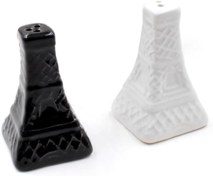 2pcs Vintage Eiffel Tower Ceramic Spice Shakers for Salt and Pepper