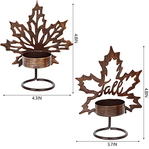 Maggift Set Of 6 Maple Leaf Tea Light Candle Holders Metal Thanksgiving Centerpiece, Fall Autumn Harvest Home Tabletop Decorations Holiday Rustic Decor, Table Display Kitchen Thanksgiving Decor #TOP2