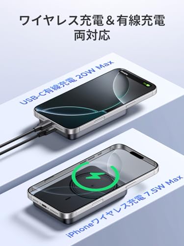 UGREEN Magnetic Wireless モバイルバッテリー PB561 ブラック の商品画像 2