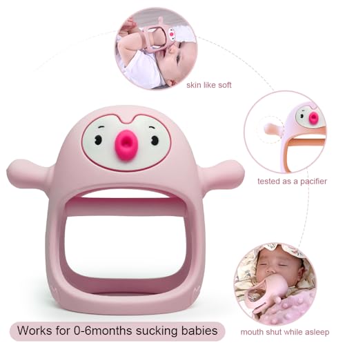 image for Smily Mia Penguin Buddy Never Drop Silicone Baby Teething Toy for 0-6m