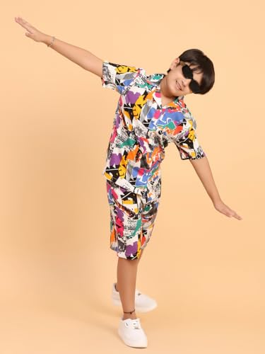 Image of Ninos Dreams Boys Cotton Rayon Halfsleeves Coord Set with Shirt & Shorts /Boys Vacation wear /boys co ord set /Boys Tropical print Shirt & Shorts set /Boys Clothing Set