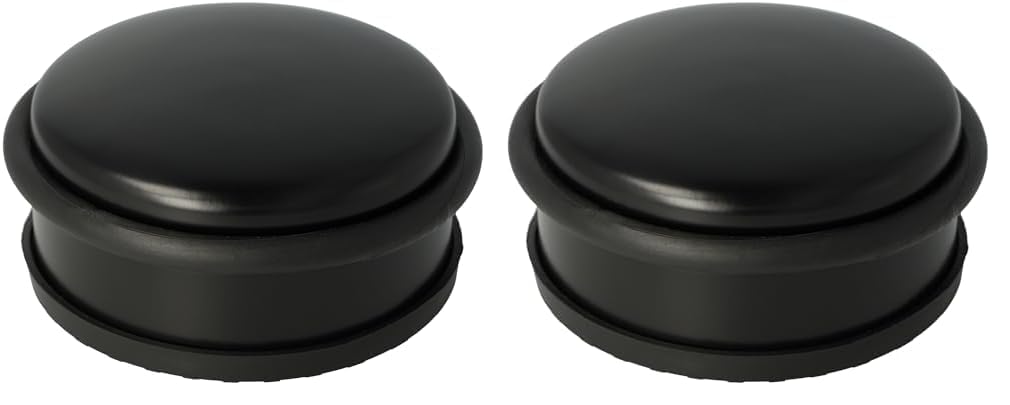 Westcott E-19002 00 Round Stainless Steel Door Stopper, Door-Friendly and Non-Slip, 10 x 4 cm, 1200 g, Black (Pack of 2)