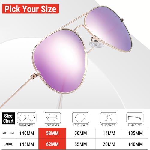 Image of Pro Acme Aviator Sunglasses for Men Women Classic Polarized UV400 Protection