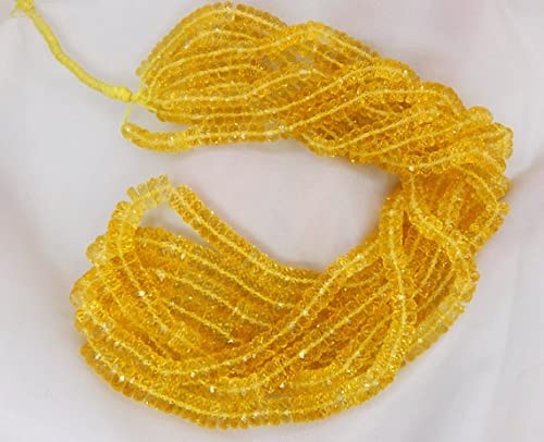 Quartz Citron perles heishi en forme de pneu facetté 7x4.3 mm rangée naturelle de 9.5''