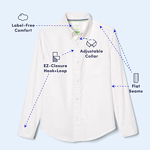 French Toast Kids' Adaptive Long Sleeve Oxford Shirt With Hidden Hook And Loop Placket And Cuffs, White, 5 #TOP2