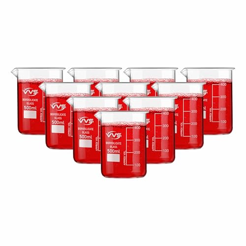 Image of VVS Borosilicate Glass Beaker 500ml pack of 10 of For School College, Lab Laboratry and professional use