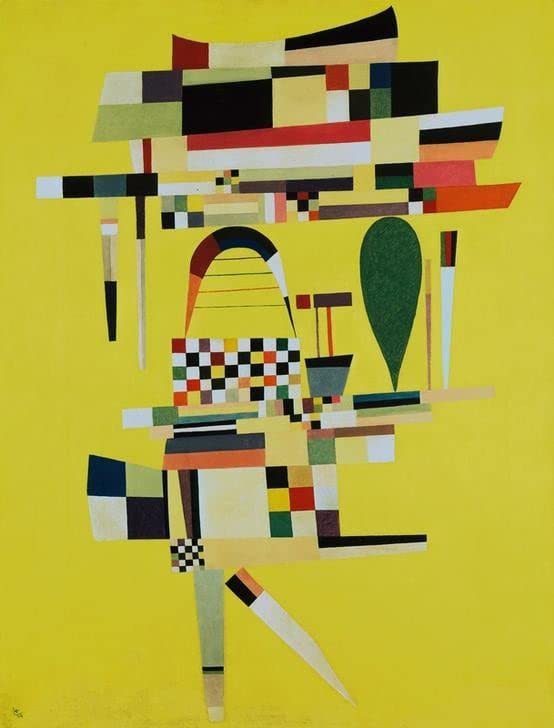 Art tableau l'écran jaune de Kandinsky, impression d'art sur toile premium