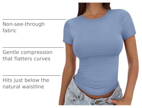 Image of Trendy Queen Womens Fitted Short Sleeve Shirt Buttery Soft Top Stretchy Tee