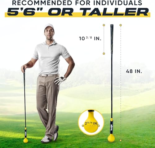 Yes4All 48 Inches Golf Swing Trainer, Golf Warm-Up Alignment Stick for Tempo, Rhythm, Balance, and Strength Training for Chipping - Yellow by Yes4All - Image 2