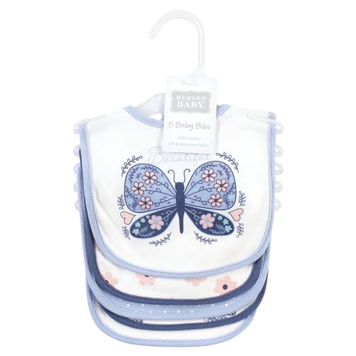 Image of Hudson Baby Unisex Baby Cotton Bibs, Beautiful Butterfly, One Size