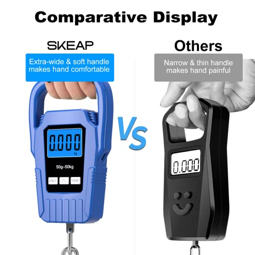 SKEAP Balança De Peixe Digital Balança Suspensa Balança De Pesca, Balança De Bagagem 110Lb/50Kg, Alç