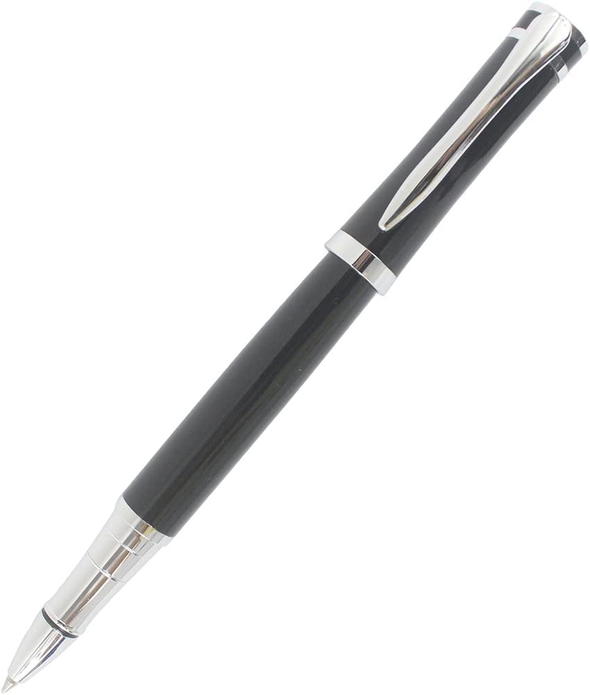 Stifte, Gelschreiber, Kugelschreiber, Metall-Tintenroller, silberner Clip, Stahl (Farbe: Schwarz)