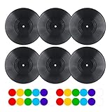 BFZMSLY 6 Pack 12 Inch Blank Vinyl Records Decor with Color Round Labels, Fake Retro Record Wall Art for Music Party, Wedding Guest Book, Home Room Aesthetic
