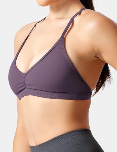 Image of YEOREO CoreFlex Workout Sports Bras for Women Padded Strappy Open Back Gym Bra Light Impact Criss Cross Yoga Crop Top