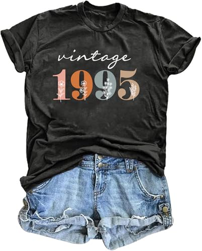30th Birthday Shirts for Women Vintage 1995 Tshirt Birthday Tee 30 Years Old Birthday Gifts Party Thirty Tops