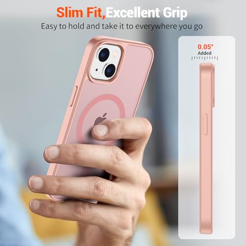 Image of SUPFINE Magnetic for iPhone 15 Case (Compatible with MagSafe)(Military Grade Drop Protection) Translucent Matte Shockproof Phone Cover,Pink