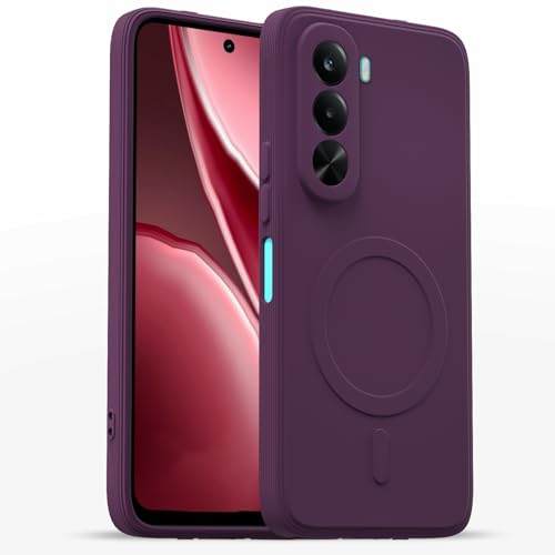 Amazon Basics Back Cover for Realme P4x 5G Soft Matte Silicone with Camera Protection | Mag-Safe Logo (Not Mag-Safe Compatible) | Shockproof Slim Fit Bumper Case (Purple)