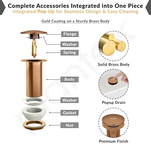 Image of Plantex Waste Coupling for Wash Basin /3 inch Solid Brass Coupling /Full Thread Waste Coupling (PVD Rose Gold -Pack of 1)