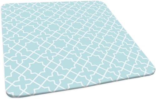 Nappe carrée élastique polyester lavable motifs géométriques bleu - 2