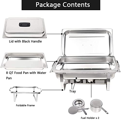 hyywmgx Rechteckige Chafing Dish 2er-Pack, 8QT Full Size Edelstahl Chafer Dish und Buffetwärmer-Set mit faltbarem Rahmen… – Bild 3
