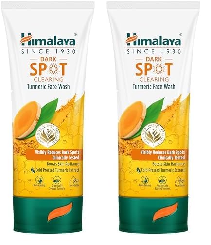 Himalaya Dark Spot Clearing Turmeric Face Wash | Reduce dark spots in 7 days | Organically sourced & Cold-pressed turmeric | 50ml (Pack of 2)