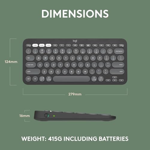 Logitech Pebble Keys 2 K380s, Multi-Device Bluetooth Wireless Keyboard with Customizable Shortcuts, Slim and Portable, Easy-Switch for Windows, macOS, iPadOS, Android, Chrome OS - Tonal Graphite image 2