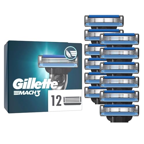Gillette Mach3 Rasierklingen für Männer, 12 Original Gillette Ersatzklingen, Klingen für Herren mit Gleitstreifen für ein sanftes Gleiten und Klingenbeschichtung Gillette Mach3 Rasierklingen für Männer, 12 Original Gillette Ersatzklingen, Klingen für Herren mit Gleitstreifen für ein sanftes Gleiten und Klingenbeschichtung