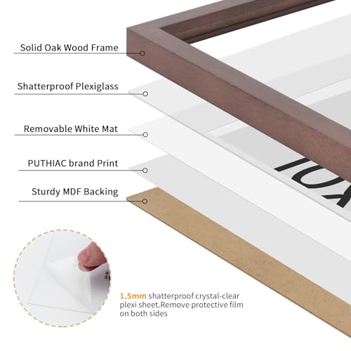 puthiac 10x14 Oak Wood Picture Frame - 10"x14" Poster Frames for Wall, 10x14 Picture Frames for Wall, 10 x 14 Picture Frames, 10 x 14 Frames for Wall(1 Pack, Walnut)
