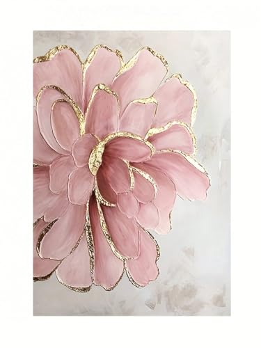 Tableau sur toile grand format décoration murale rose or - 4
