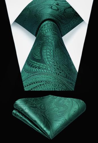 Image of HISDERN Vest and Tie Sets for Men Vests Paisley Floral Jacquard Necktie Pocket Square 3PCS Waistcoat for Suit or Tuxedo
