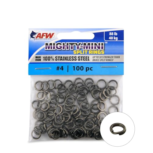 AFW Mighty Mini Fishing Split Rings, Stainless Steel #4, 88lb - 100 pcs