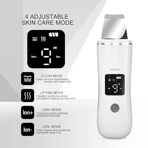Face Scrubber Skin Spatula - Huihuii Blackhead Remover with 4 Modes, Pore Extractor, Face Spatula Deep Cleansing for Facial Skin Care - Thumbnail 3