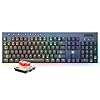 Hexgears x Hyeku – Teclado inalámbrico de tamaño completo con rueda de volumen, teclado para juegos de perfil bajo con retroiluminación RGB + tira de luz ambiental, interruptor rojo lineal para Win