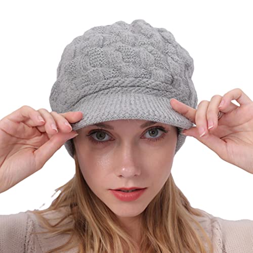 Chapéus femininos de inverno com aba - chapéus de lã despojados de malha - Boina de lã de coelho que