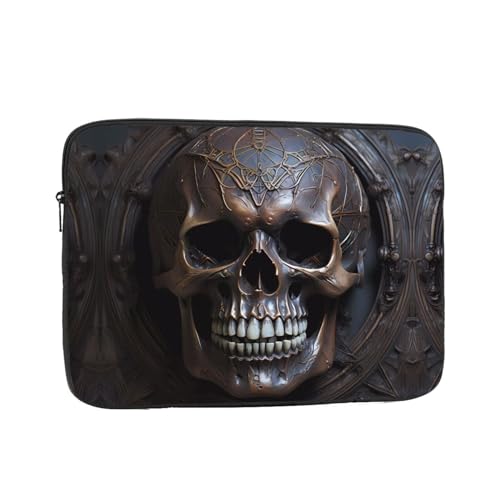 Copper-Colored Skull Laptop Sleeve Case 17 Inch Suitable For Notebook Computer Tablet Traveling Carrying Simple Case