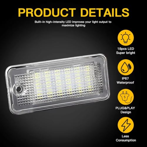 Lámpara de matrícula para coche compatible con sistemas de iluminación Audi 6