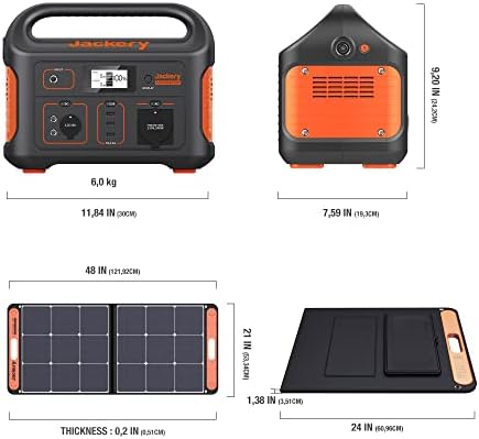 Generator słoneczny Jackery 500, 518 Wh, przenośna stacja zasilania z panelem słonecznym SolarSaga 100 W, mobilny zasilacz 230 V / 500 W z wyświetlaczem LCD na kempingi, wakacje, wyprawy i awaryjnie