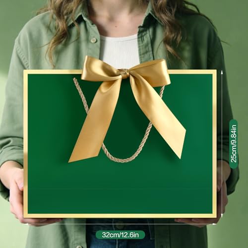 Image of JMANNI Gift Bags with Handles, 13 inch Medium Gift Bags with Tissue Paper | 1 Pcs Green Bags, 2 Tissue Paper and 1 Cards, for Baby Shower, Wedding Bridal Shower, Birthday Party