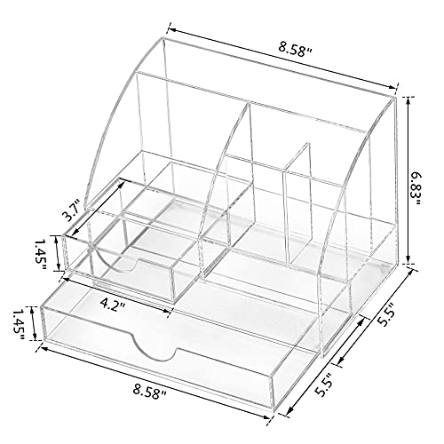 Acrylic Office Desk Supplies And Accessories,Clear Desk Stationary Organizer With Drawers, Pen And Pencil Holder,Desktop Organization #TOP4