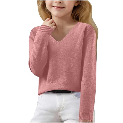 Cashmere Sweaters for Teen Girls Long Sleeve Soft Warm Pullover Sweater V Neck Cozy Knit Jumpers Sweater