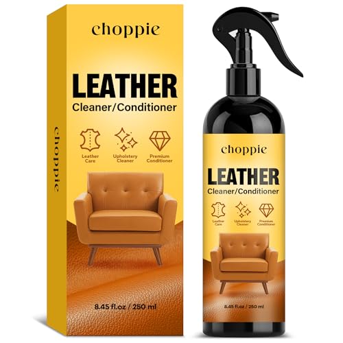 Choppie Leather Cleaner and Conditioner (8.45 Fl Oz), Leather Repair for Furniture & Car Interior, Leather Seat Couch Cleaner, Premium Leather Care and Protection