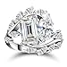 ETERMBOL Unique Toi et Moi Engagement Ring 925 Sterling Silver Women Cubic Zirconia Engagement Ring Emerald&Marquise Cut Leaf Branch Ring Size 6