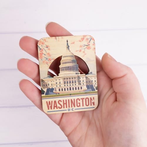 Imán de Madera Washington DC Capitol Building 3 x 2.25 in miniatura 4