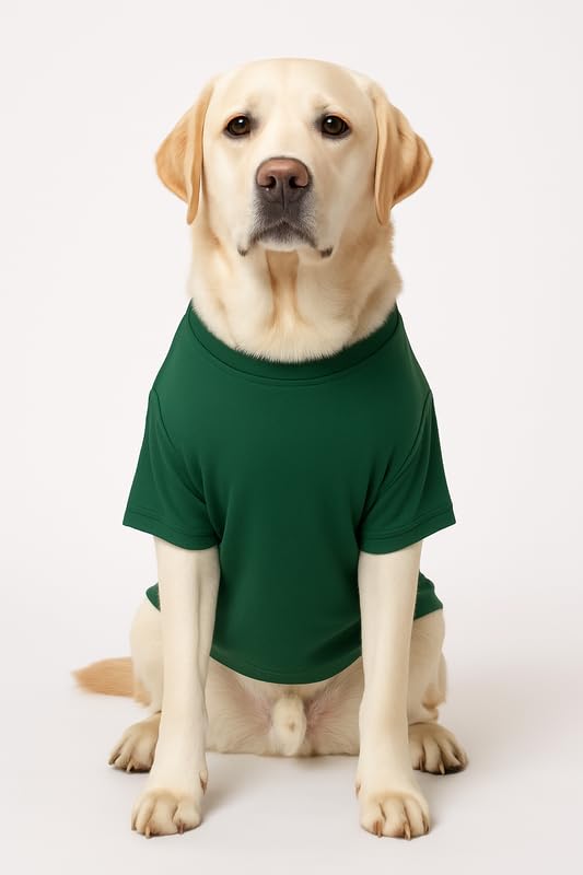 Image of Thunder Tails Adjustable Cotton Dog T-Shirt for Shitzu & French Bulldog | Comfortable Soft Fabric Pet Apparel for Small Dogs & Puppies | Easy to Wear Everyday Outfit (Green, XL)