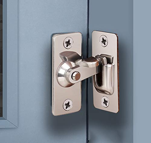 Door Hasp Latch 90 Degree, Stainless Steel Safety Angle Locking Latch For Push/Sliding/Barn Door, Satin Nickel #TOP6