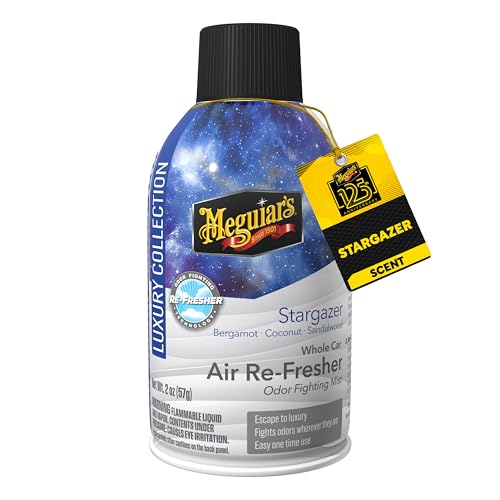 Meguiar’s Car Air Refresher Odor Fighting Mist,Stargazer, Long-Lasting Car Air Freshener Fights Strong and Unwanted Vehicle Smells while Refreshing Interiors with a Refreshing Scent, 2 oz Aerosol