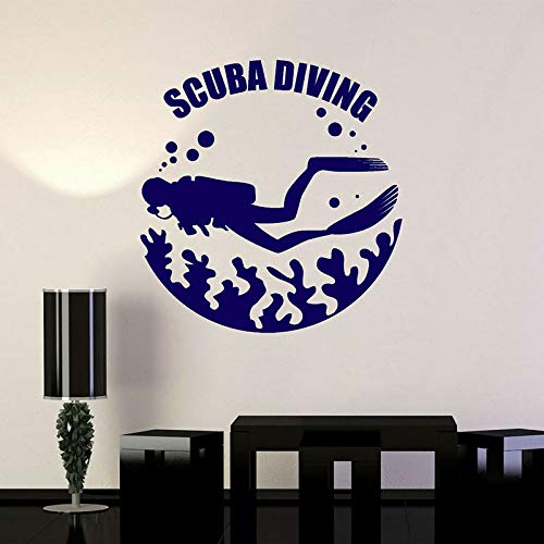 Scuba Diving Underwater Diver Water Bubbles Wall Stickers Home Decor Room Ocean Sea Decals Removable Mural A5 57x59cm