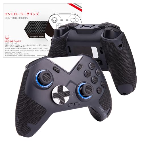 HOTLINEGAMES - Cinta de agarre para controlador compatible con FLYDIGI Vader 4 PRO/Vader 3 PRO, antideslizante, absorbe el sudor, fácil de aplicar, empuñaduras + botones + gatillos (negro)